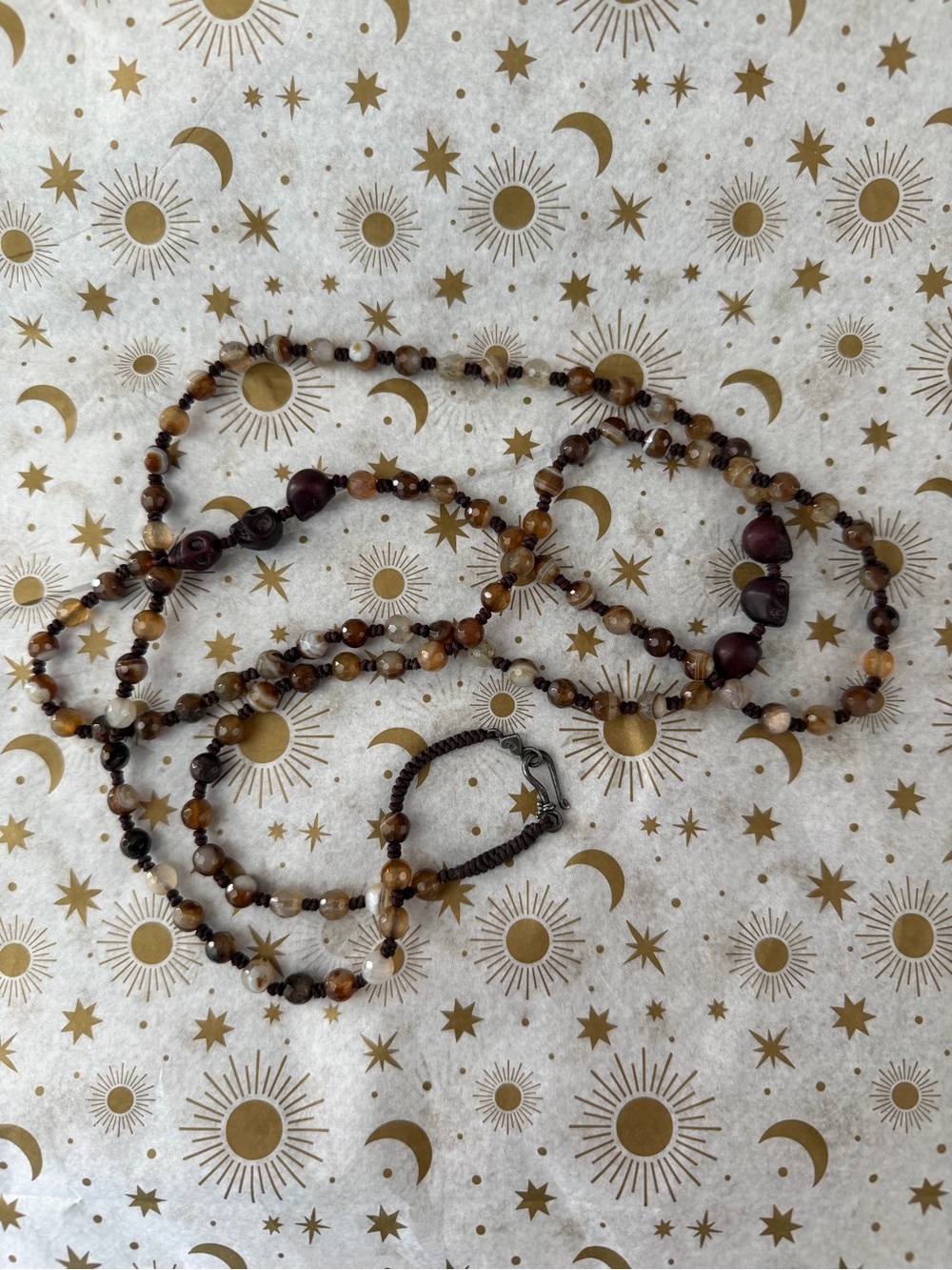 Chan Luu Brown and Cream Agate Bead Necklace - Picture 2 of 5